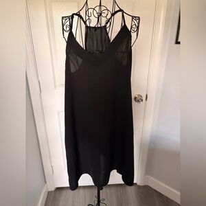 SHEIN Black V-Neck Sheer-Panel Slip